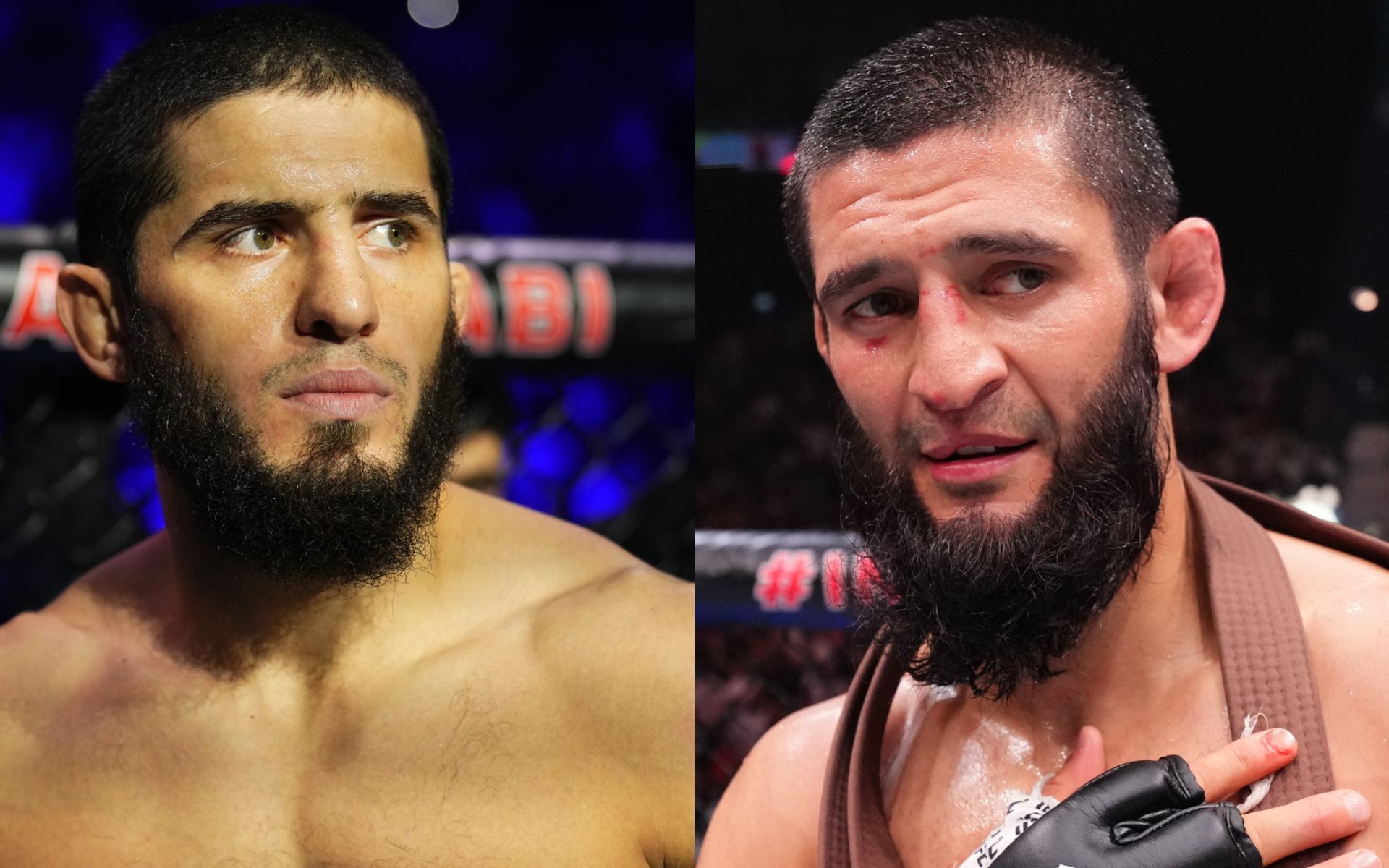 Islam Makhachev (left) talks potential Khamzat Chimaev (right) fight. [Images courtesy: Getty Images]