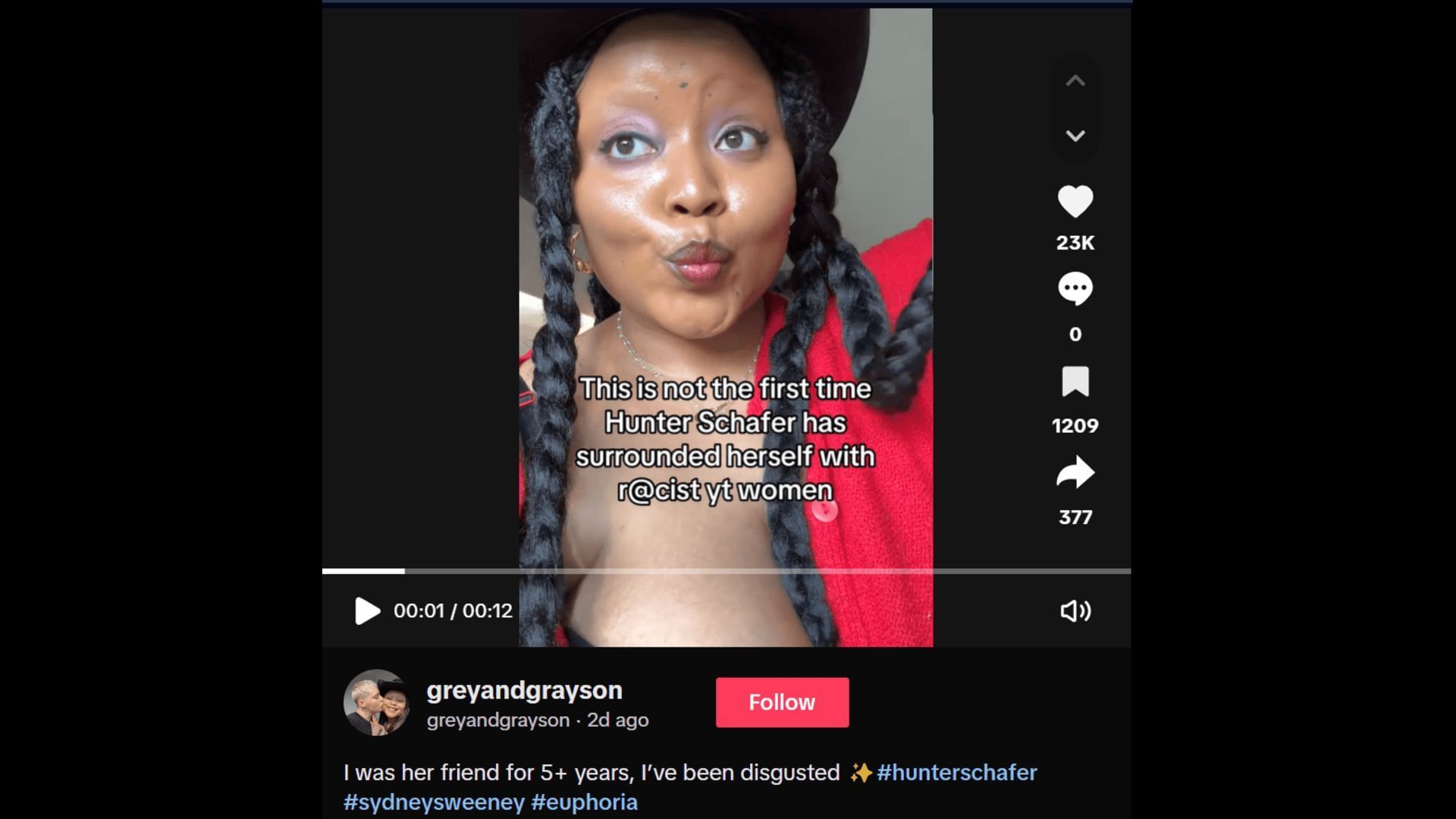 An alleged ex-friend of Hunter Schafer accused her of condoning racism. (Image via TikTok)