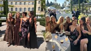 Zach Hyman, Mattias Ekholm and Adam Henrique's partners link up at Leon Draisaitl and Celeste Desjardins' French wedding