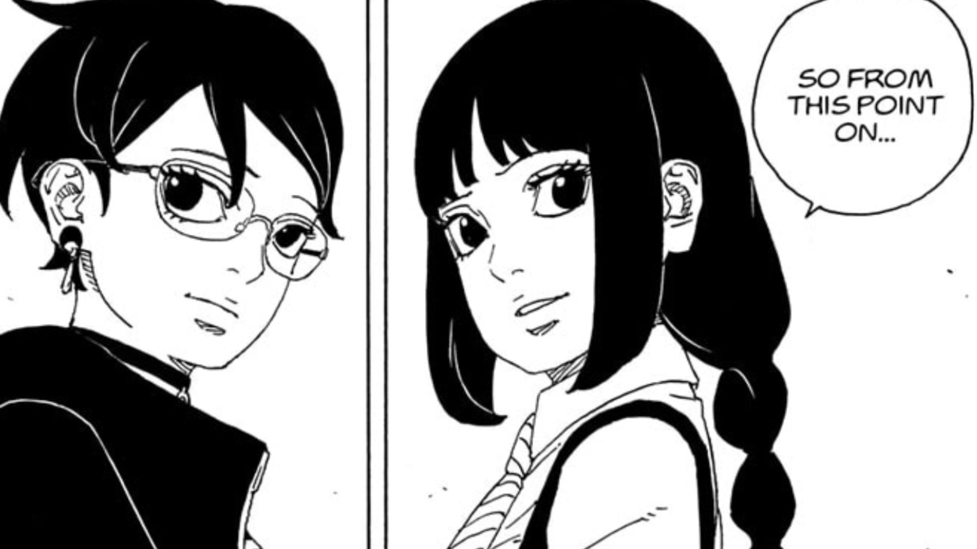 Sarada and Sumire as seen in Boruto: Two Blue Vortex chapter 25 (Image via Shueisha)