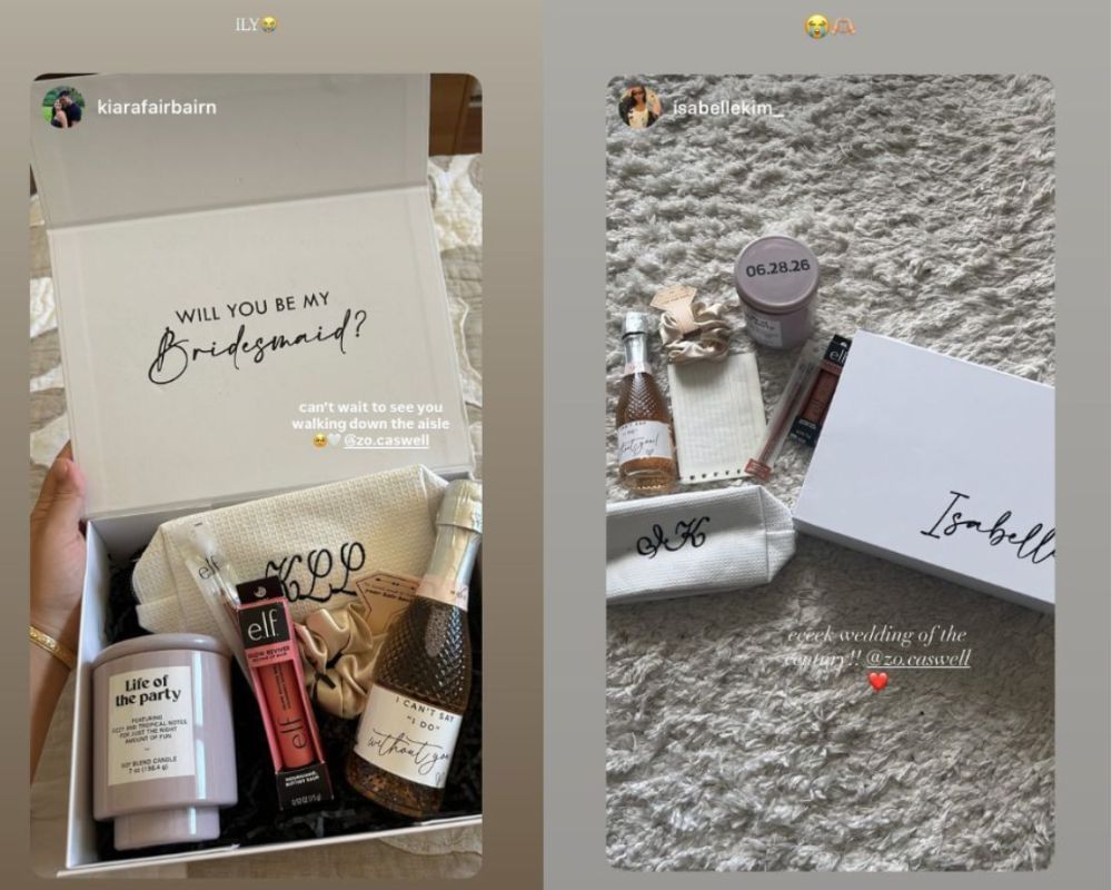 Zo Caswell sends bridesmaids hamper to friends [IG/@zo.caswell]