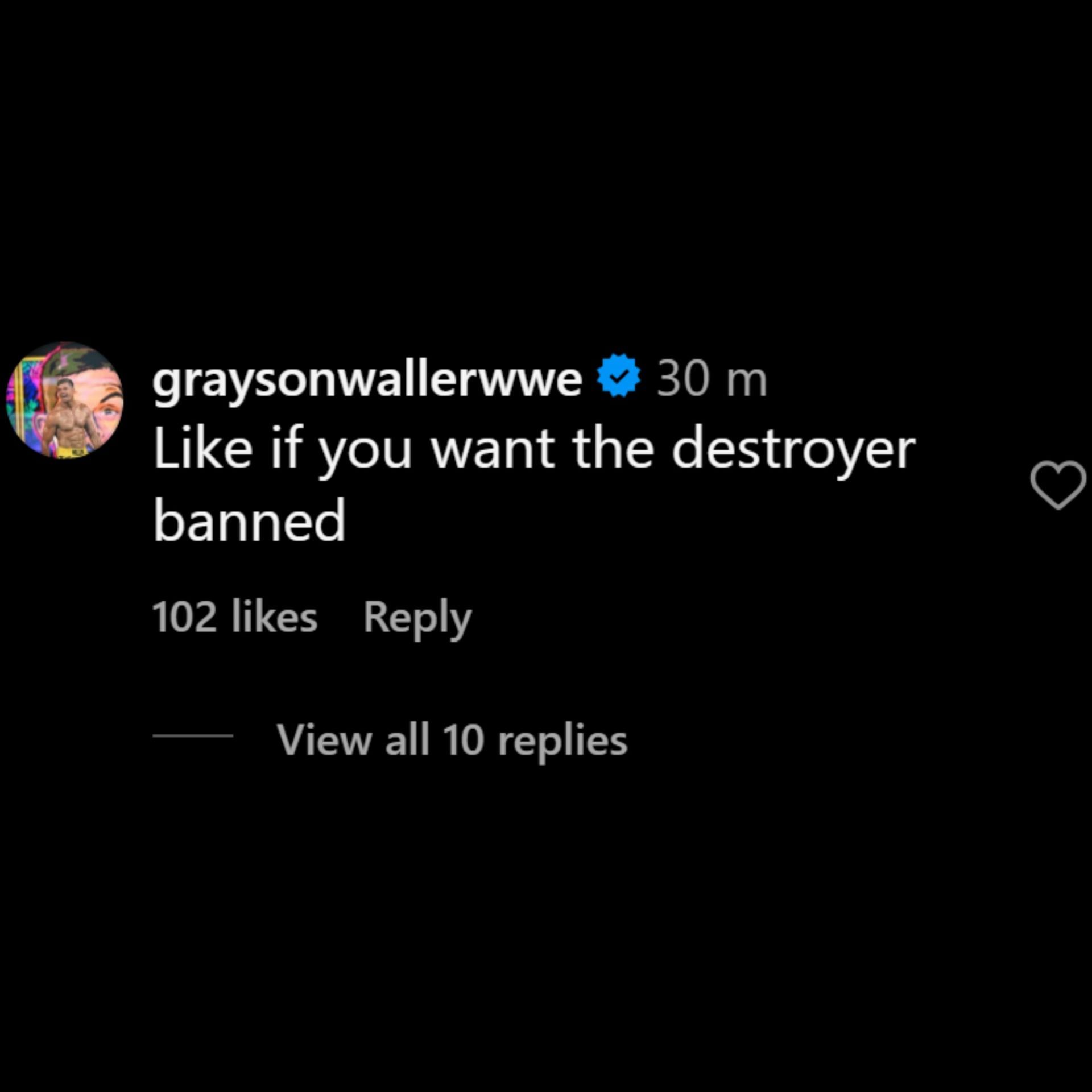 Grayson Waller rallies the wrestling fans. [Picture credits: WWE via Instagram]