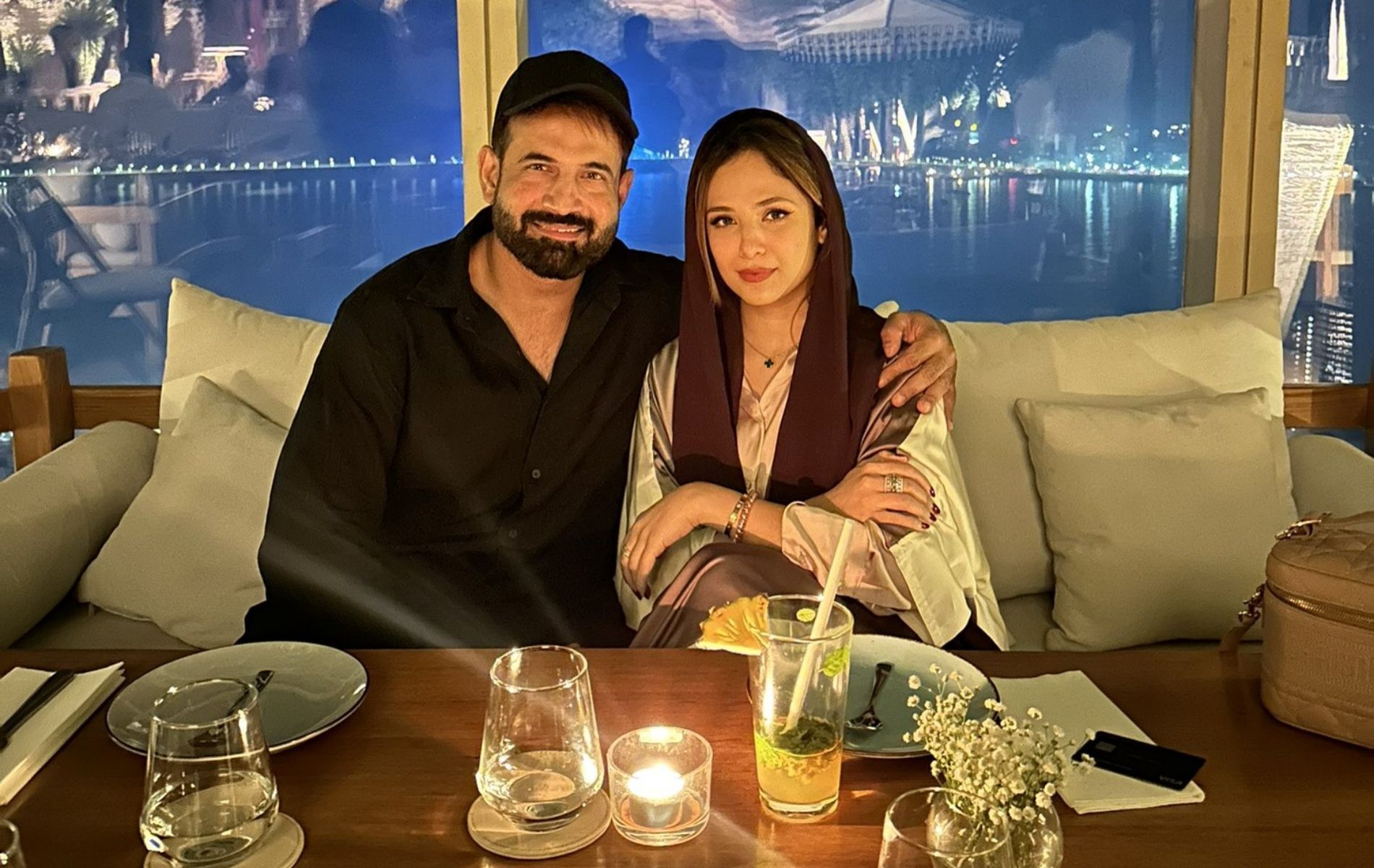 Irfan Pathan with his wife Safa Baig
