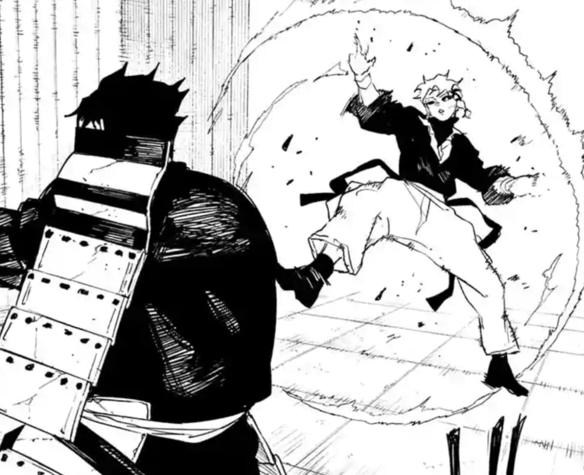 Hokuto rebounds Hakuri&#039;s Isou (Image via Shueisha)