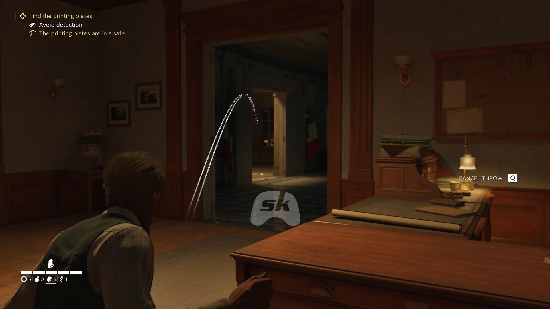 Throw a coin to distract the guard first (Image via Sportskeeda Gaming || 2K)