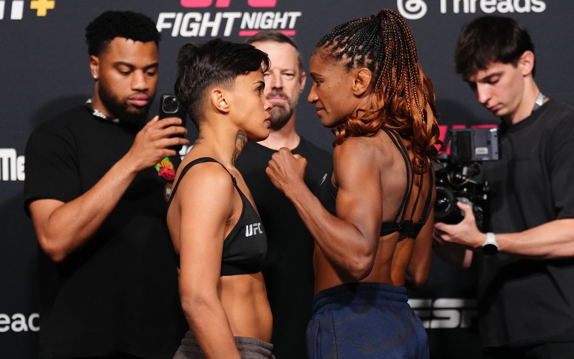 Iasmin Lucindo vs. Angela Hill square off ahead of UFC Vegas 109. [Image courtesy: Getty]