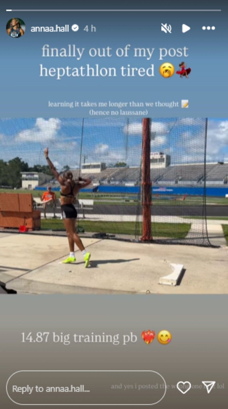 Screenshot of Hall&#039;s Instagram story.