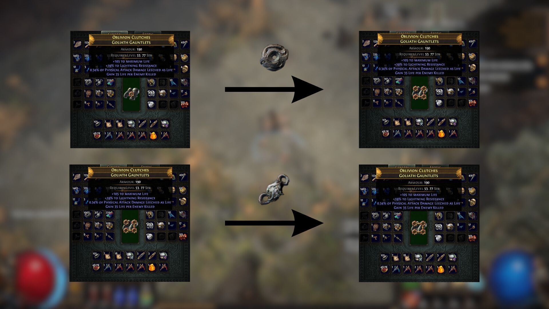 Adding new sockets and links to an item (Image via Grinding Gear Games)