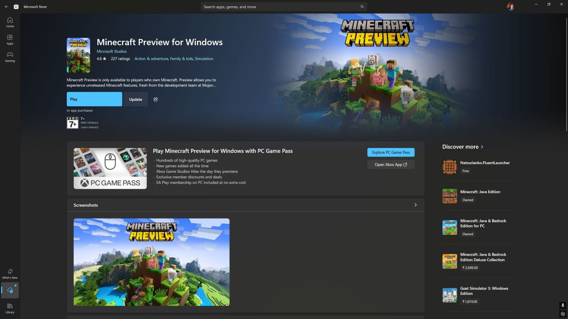 Bedrock beta and preview can be downloaded from the device&#039;s store (Image via Sportskeeda Gaming || Microsoft Store)