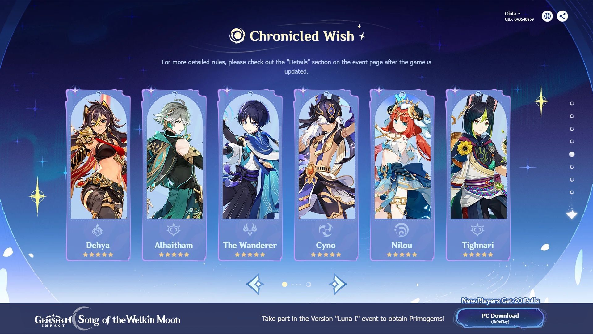 All the characters on the Sumeru Chronicled banner (Image via HoYoverse)