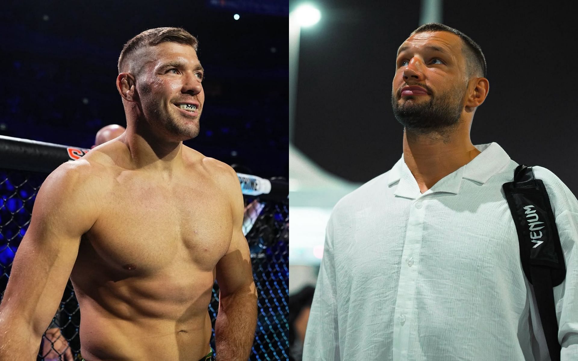 Dricus du Plessis (left) is ready to face Reinier de Ridder (right). [Images courtesy: @ufceurope and @ufc on Instagram]