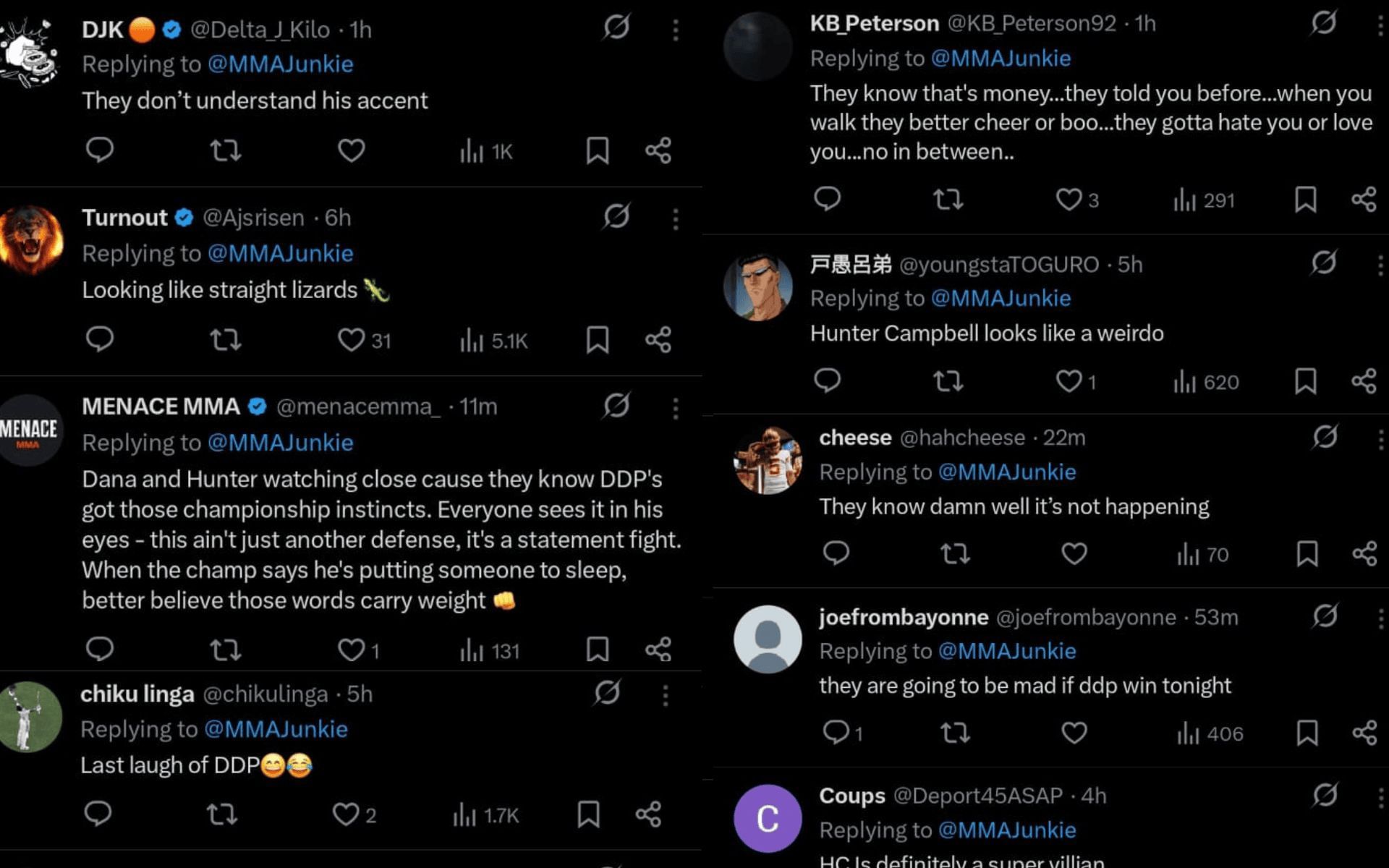 Fans&#039; reaction. [Screenshots courtesy: @MMAJunkie on X]