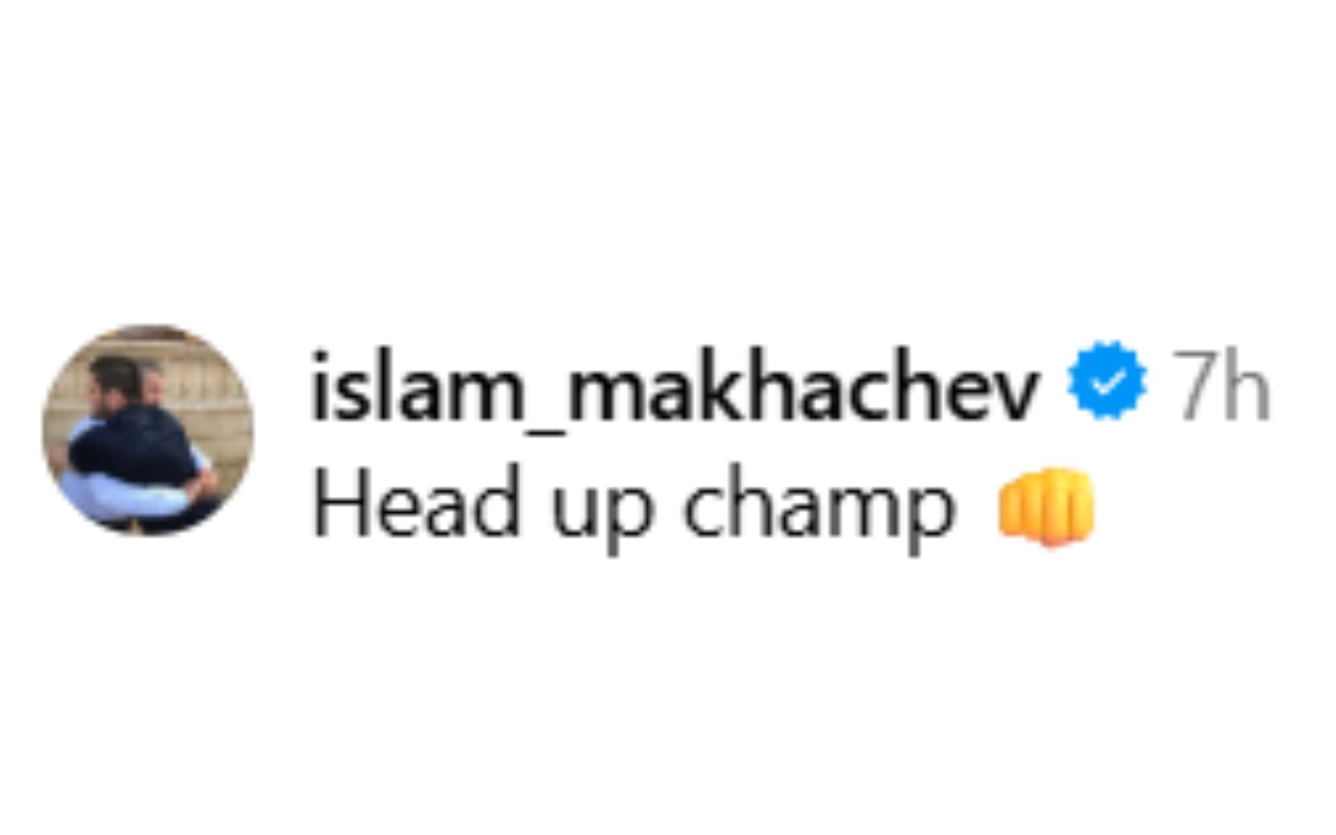 Screenshot of Islam Makhachev&#039;s comment under Aaron Pico&#039;s Instagram post