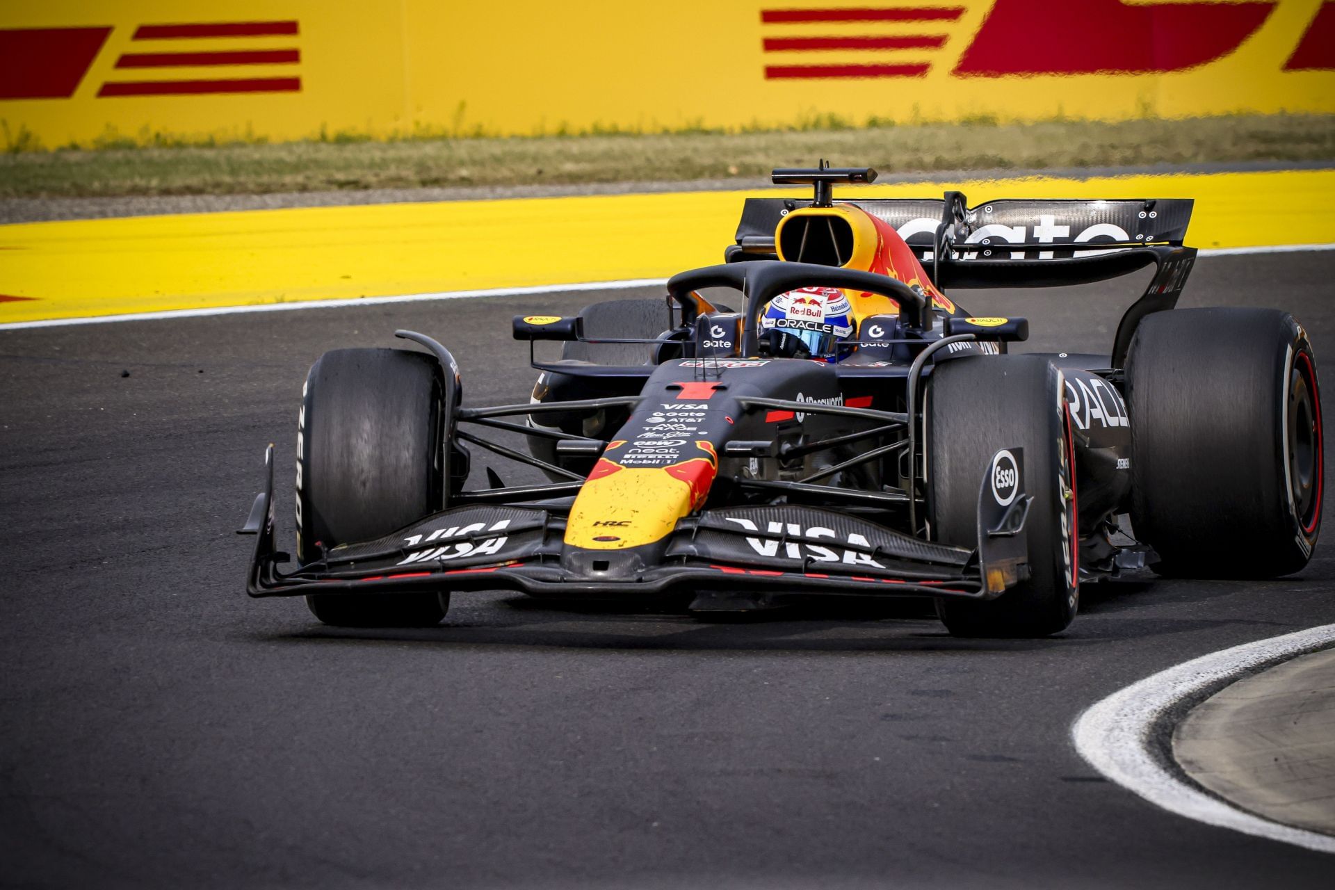Max Verstappen pushes his RB21 at Hungary, 2025 (Getty Images)
