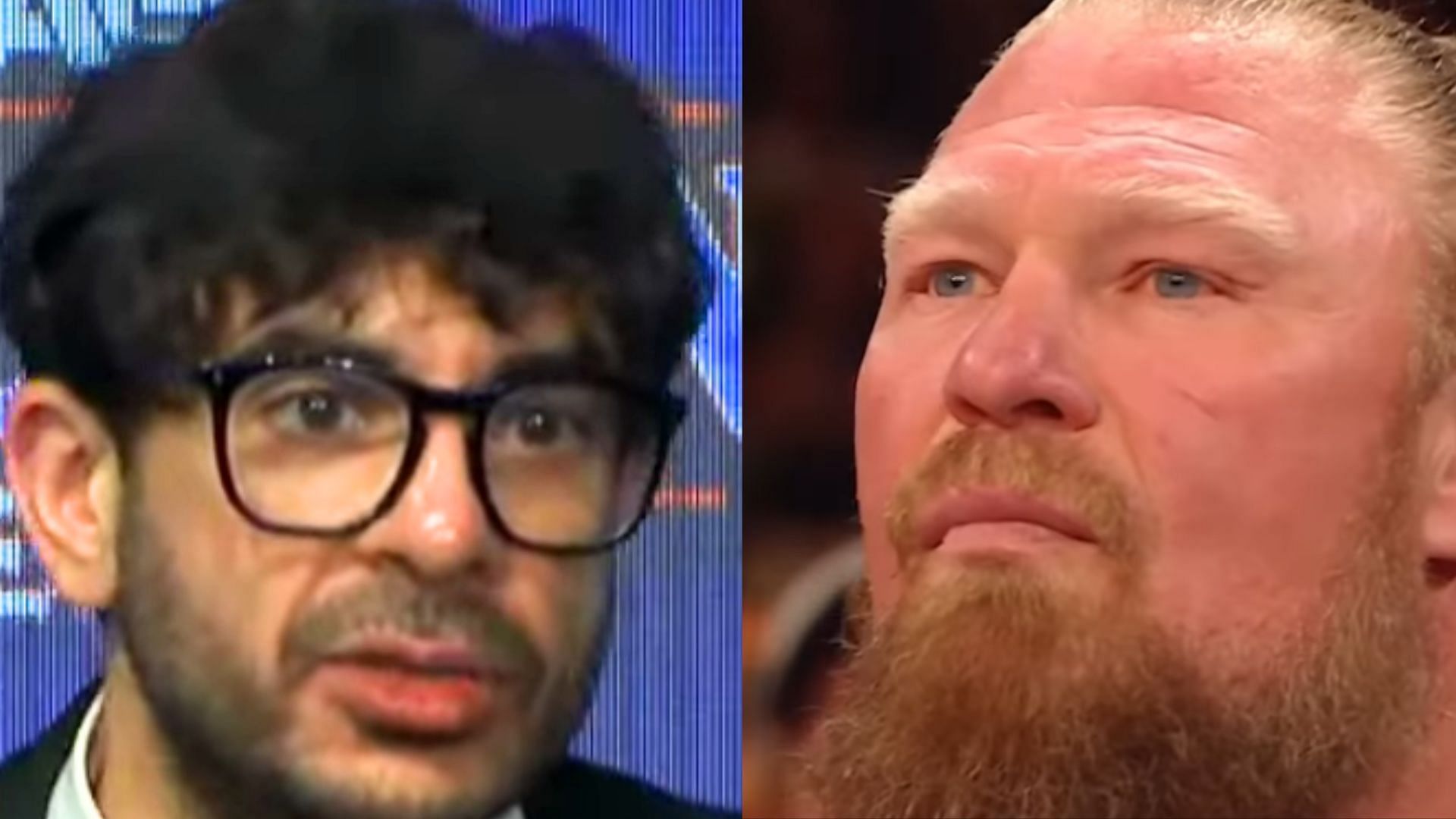 Tony Khan (left) and Brock Lesnar (right) (Images via WWE Instagram and AEW YouTube) 
