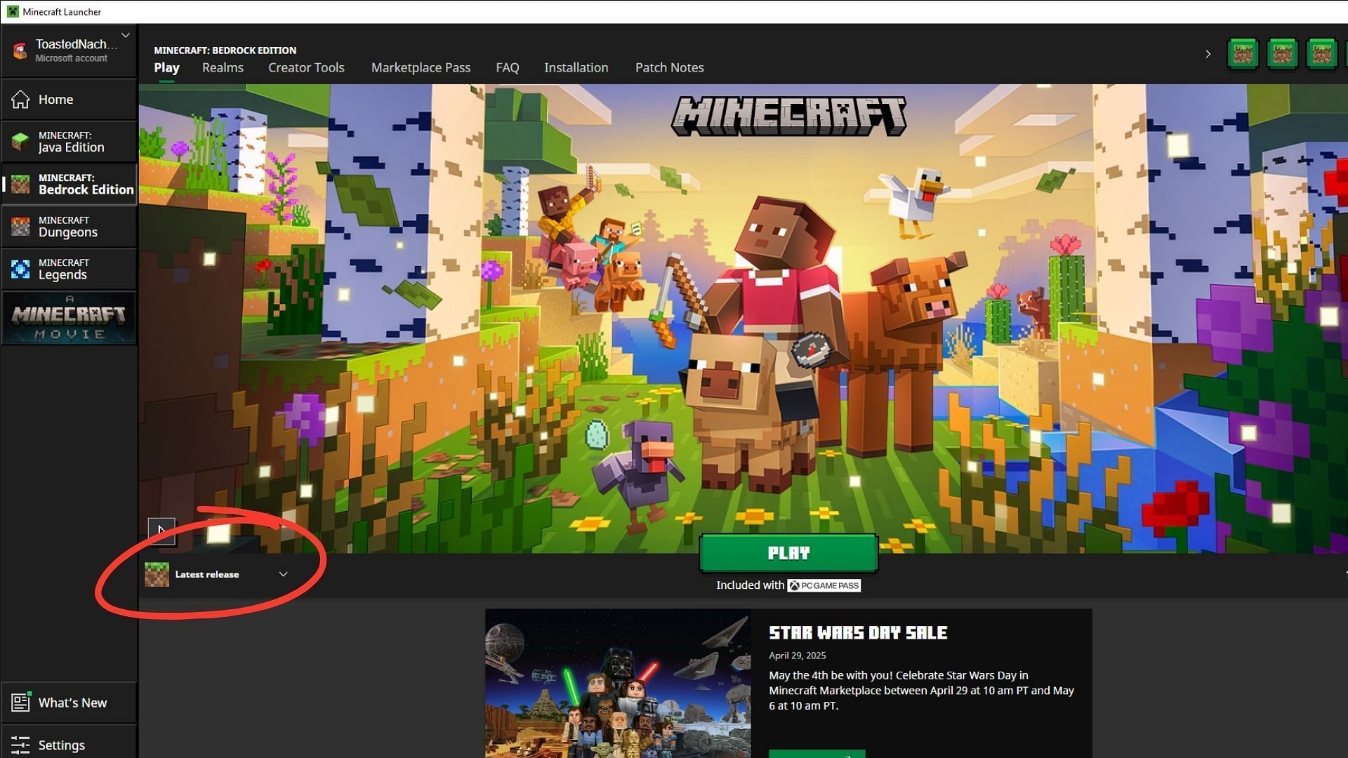 You can download and play the Minecraft Bedrock 1.21.100 update using the official game launcher (Image via Sportskeeda Gaming || Mojang Studios)