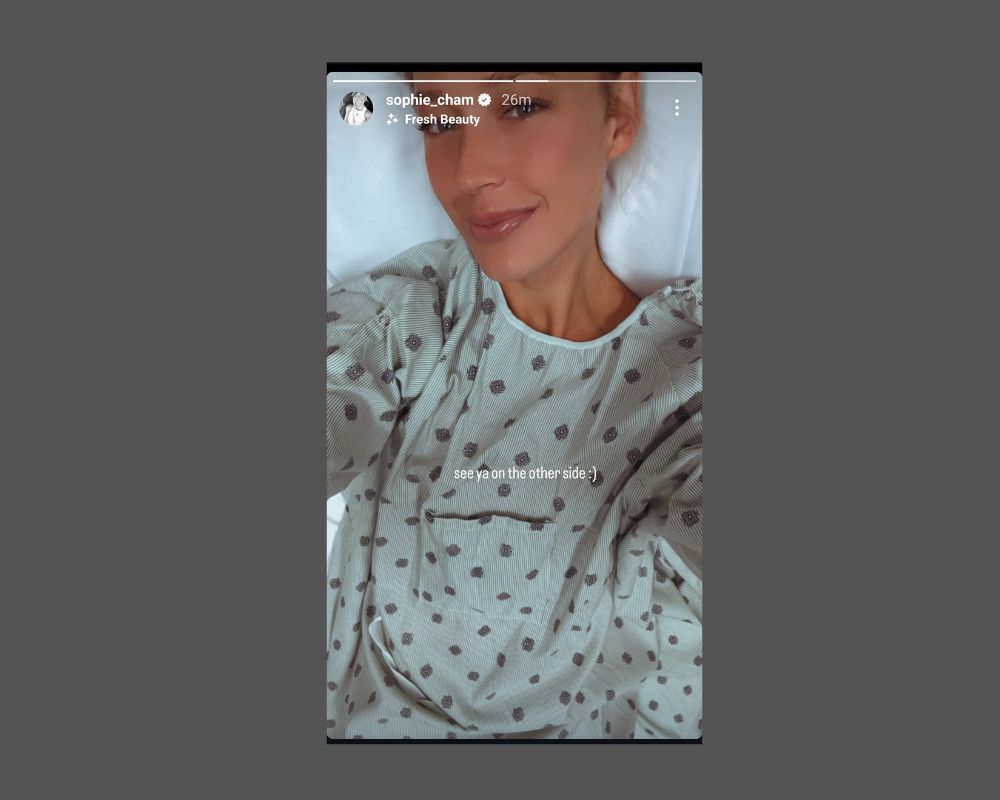 Sophie Cunningham shares hospital selfie following major surgery