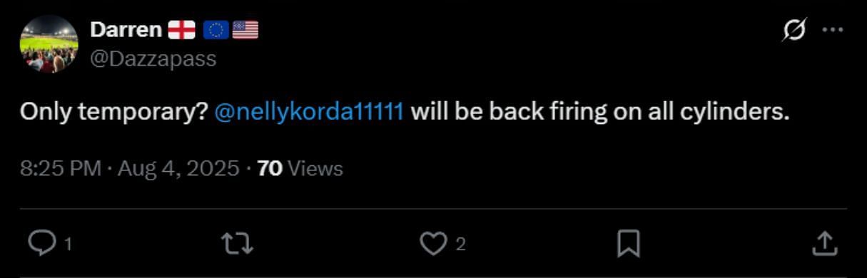 A fan&#039;s comment on LPGA post - Source - @Dazzapass on X