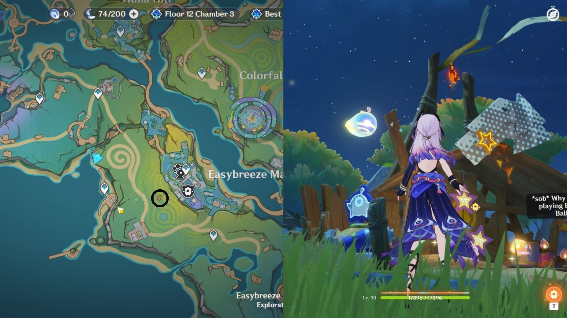 Above a hut west of Easybreeze Market (Image via HoYoverse)