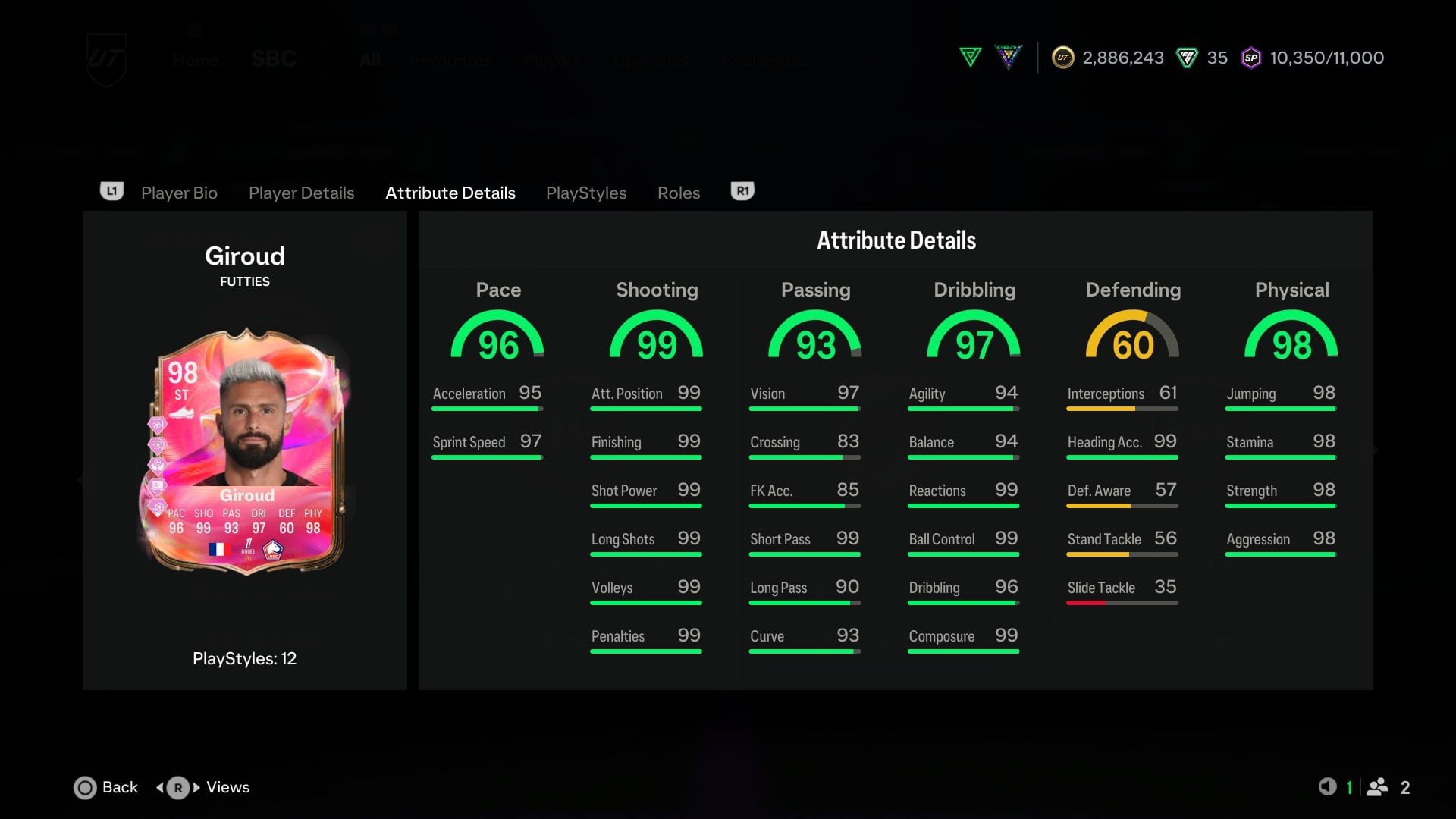 The stats (Image via EA Sports)
