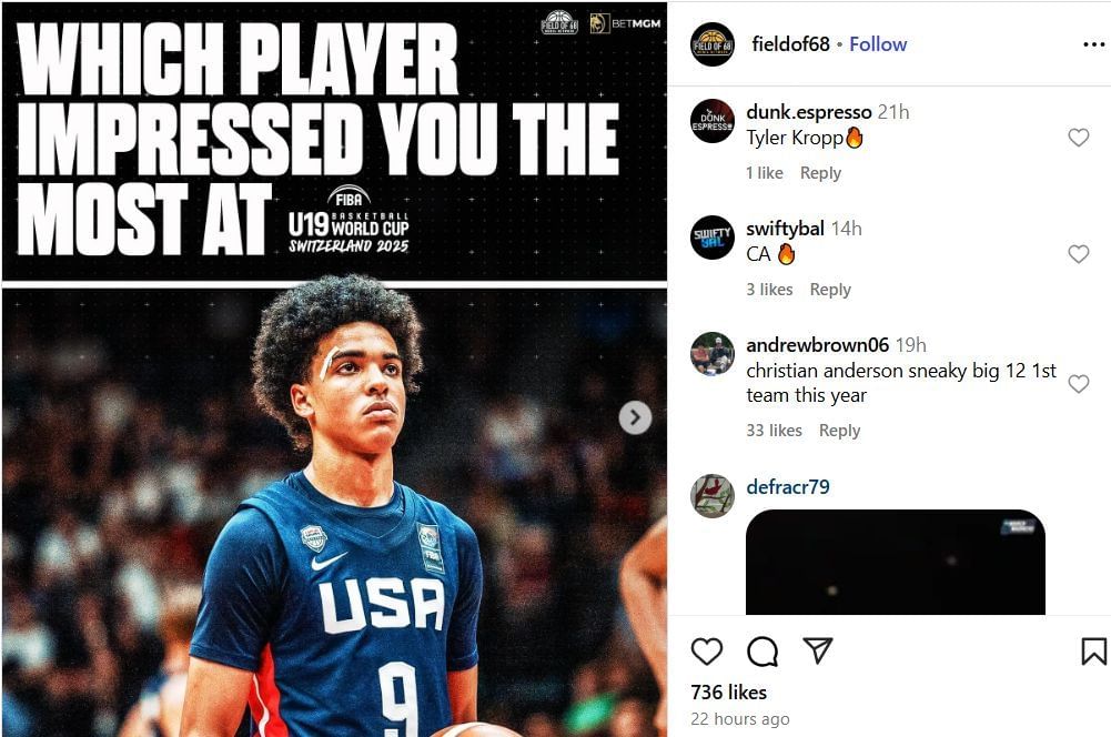 Fans react to an Instagram post. Image via @fieldof68