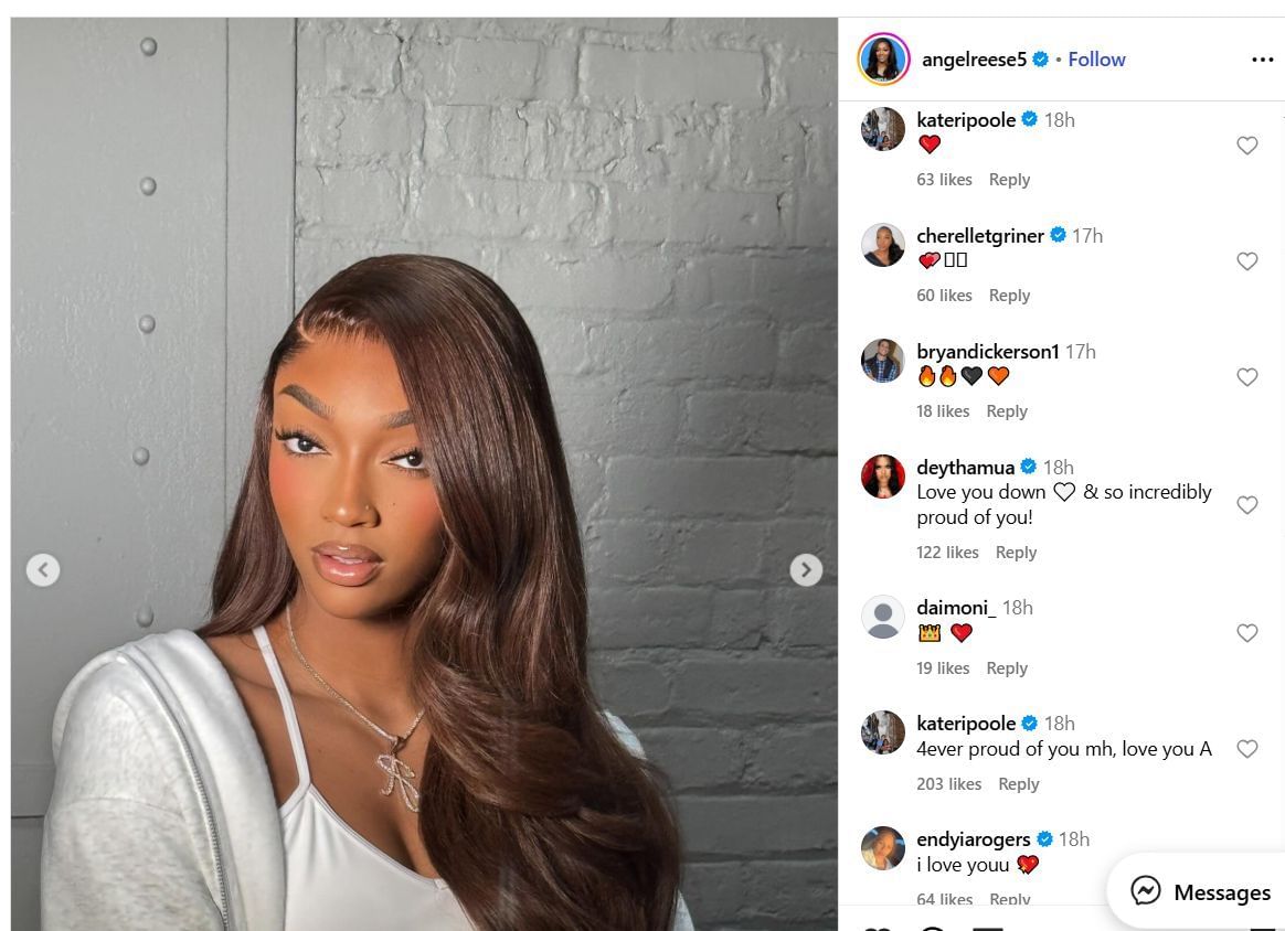 Kateri Poole reacts to former LSU teammate Angel Reese&#039;s IG post. Image via @angelreese5