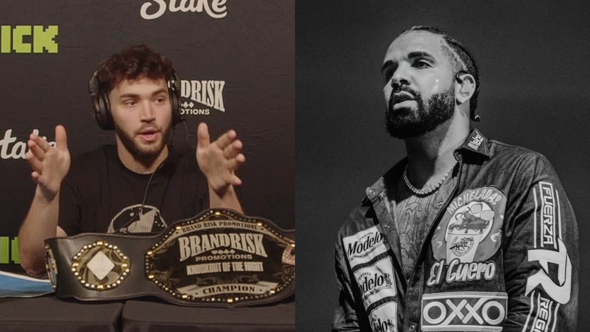 Drake wants to fight Ed Craven (Images via AdinRoss/Kick, @champagnepapi/Instagram)