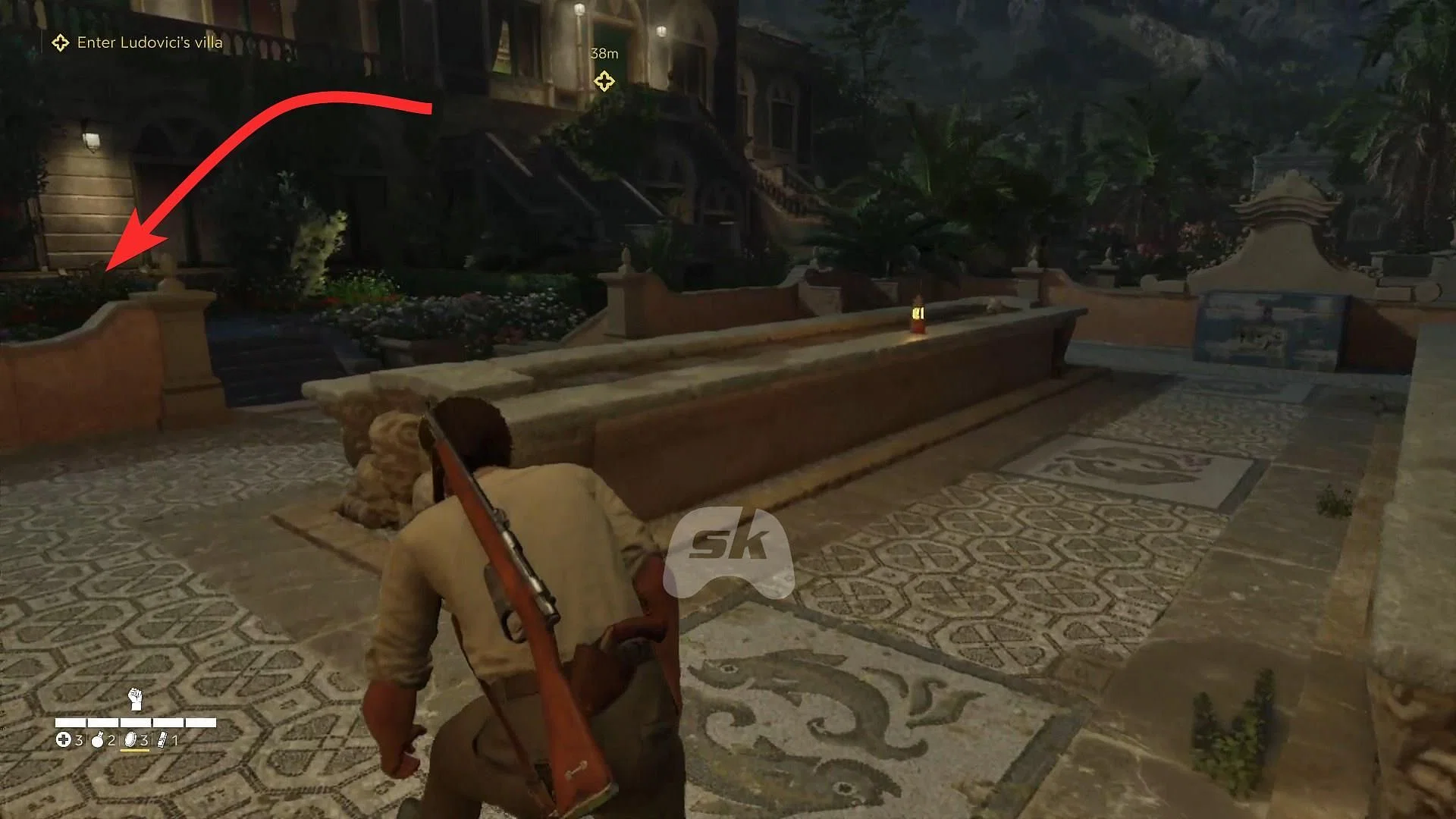 The bench and the newspaper&#039;s location (Image via Sportskeeda Gaming // 2K)