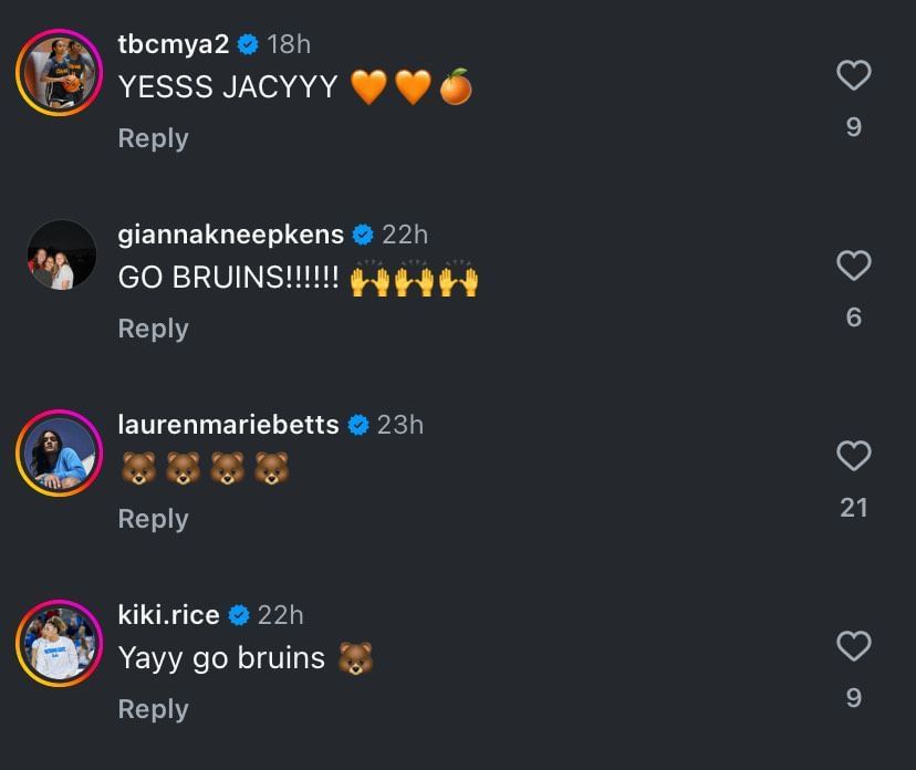 Women&#039;s college basketball stars react to Jaci Abii&#039;s list of five schools on IG. Image via @tiptonedits
