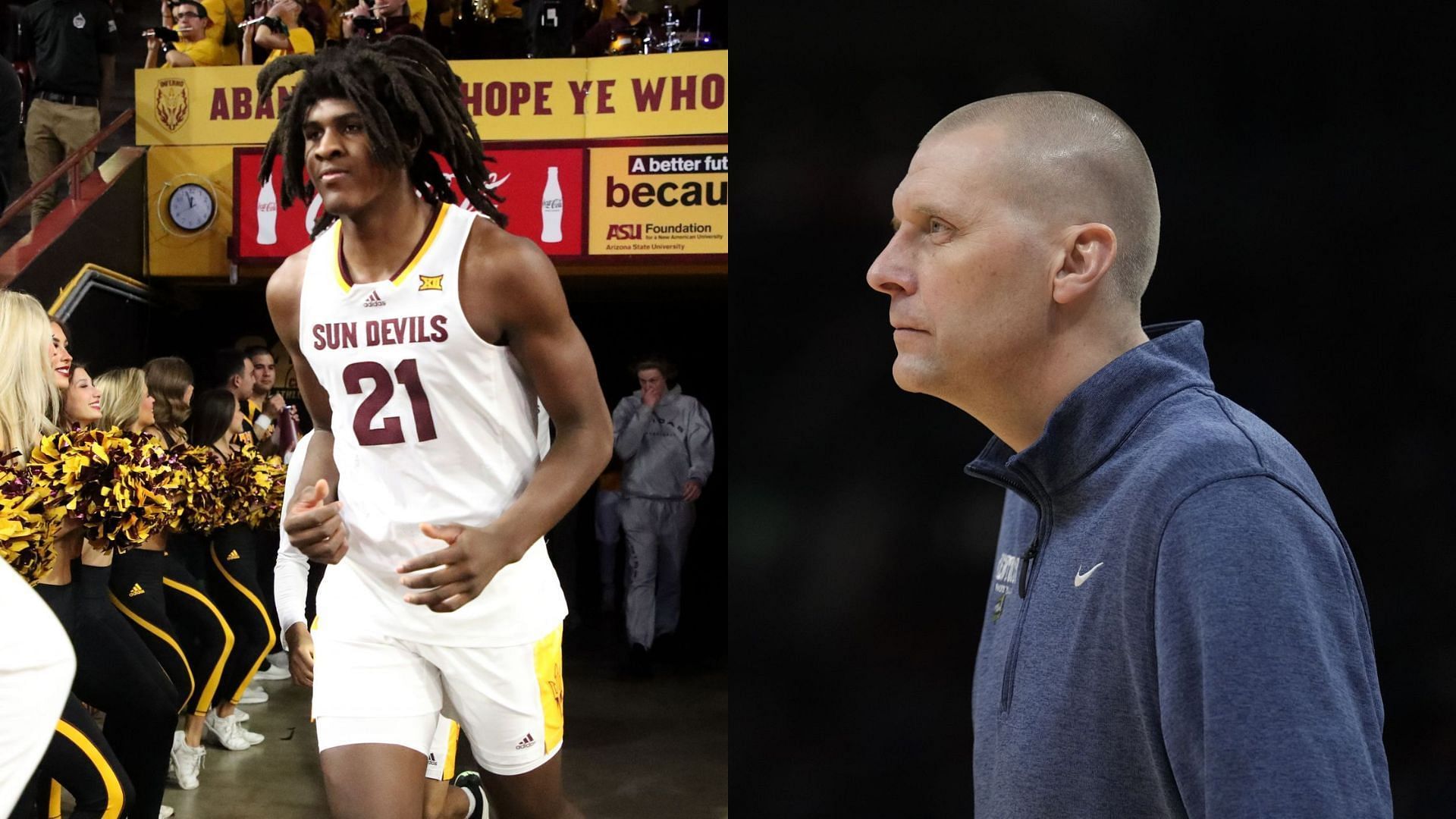 Jayden Quaintance and coach Mark Pope