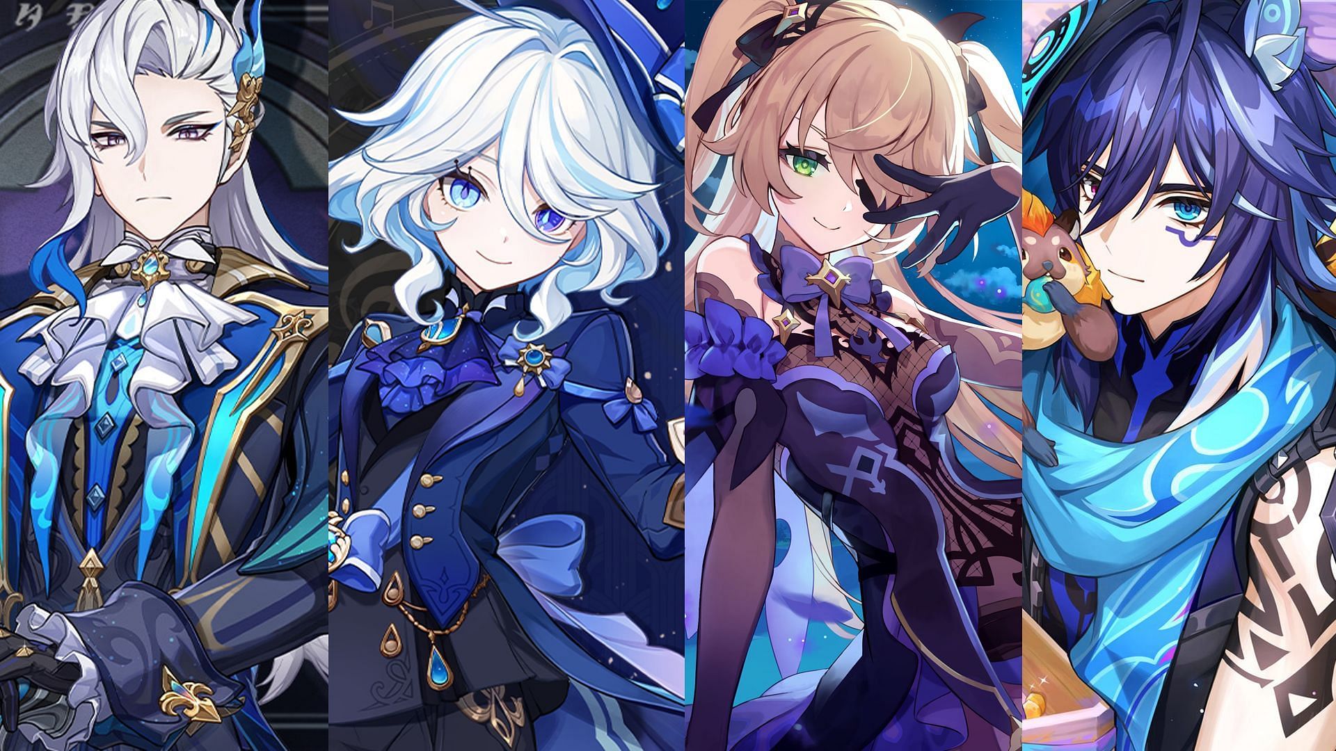 Neuvillette, Furina, Fischl, Ororon (Image via Sportskeeda Gaming || HoYoverse)