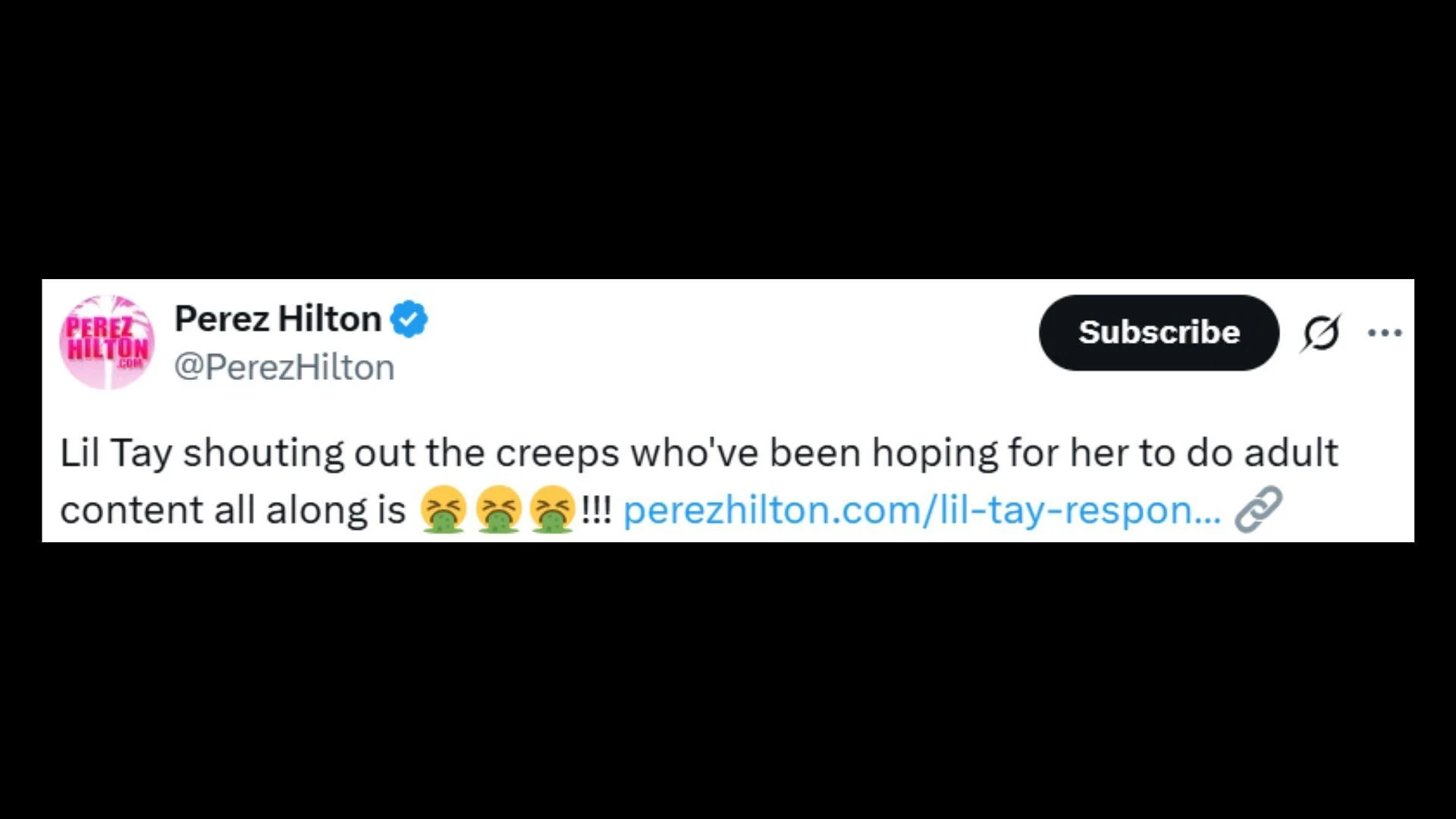 Hilton&#039;s post (Image via X/ThePerezHilton)