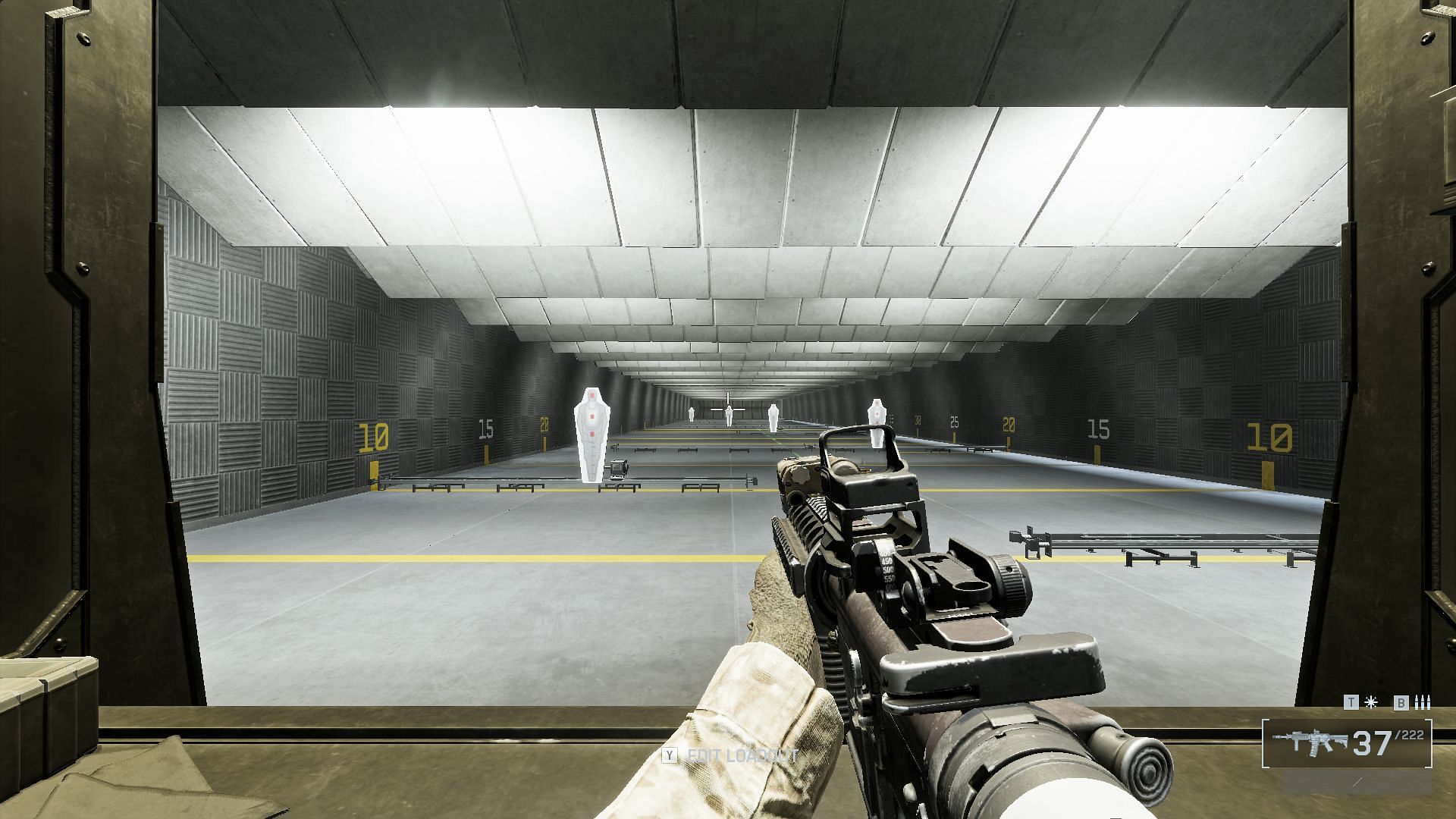 ingame screenshot of firing range from Battlefield 6.
