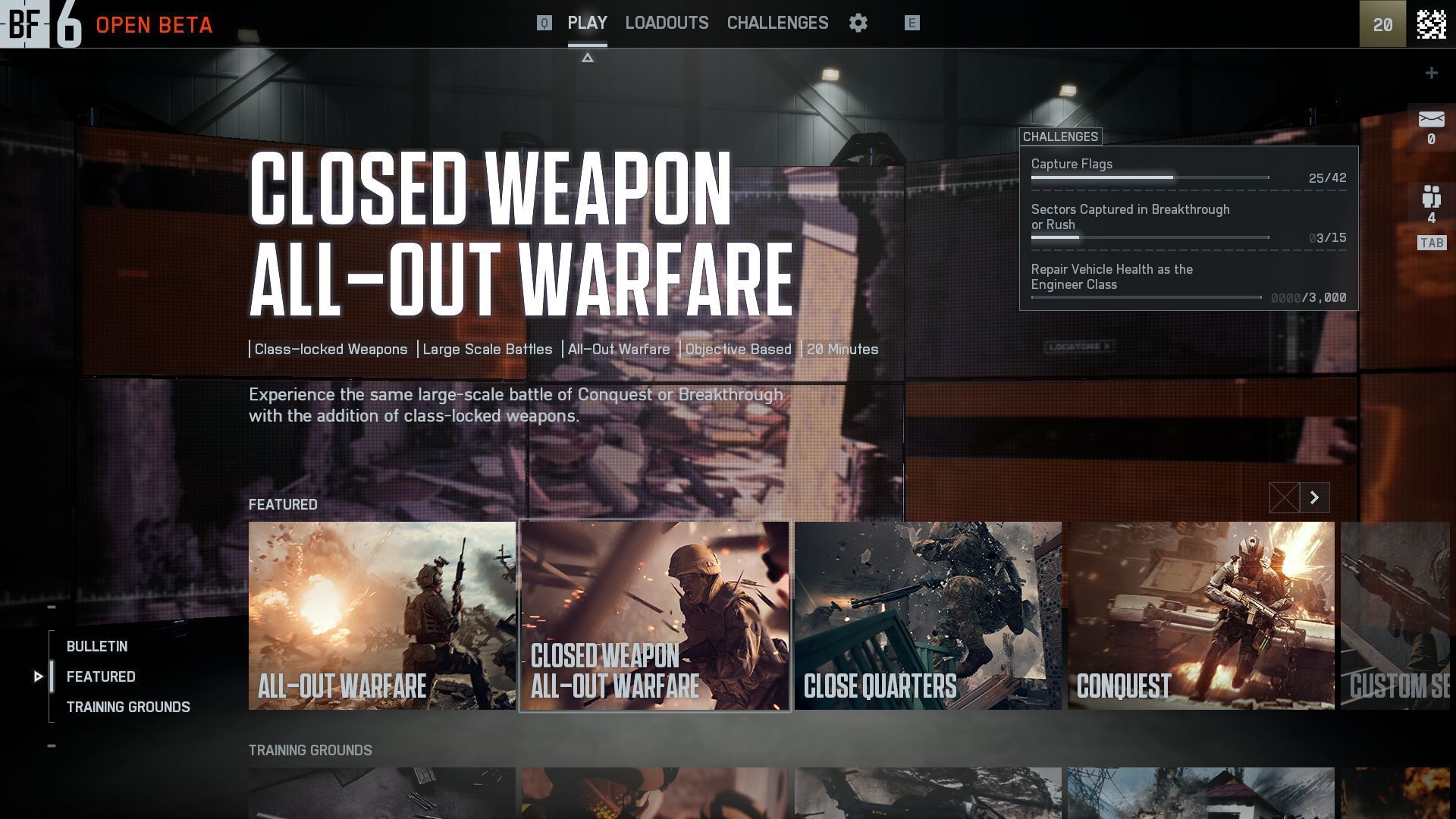 Battlefield 6 main menu UI (Image via Sportskeeda Gaming || EA)