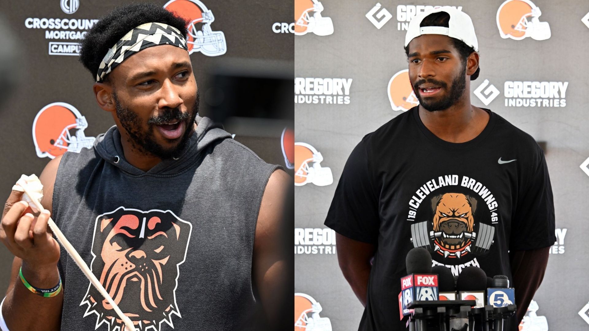 Myles Garrett joins Shedeur Sanders in being flagged for speeding - via Getty/CMS