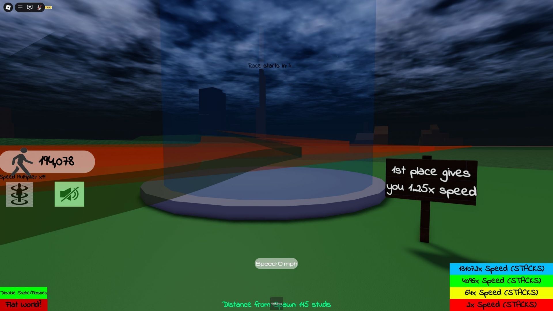Partake in races and place first to obtain a 1.25x speed multiplier (Image via Roblox)