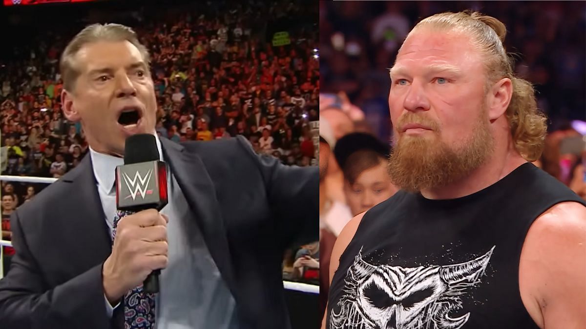 Vince McMahon (Left), Brock Lesnar (Right) [Images via WWE UK on X &amp; WWE on YouTube]
