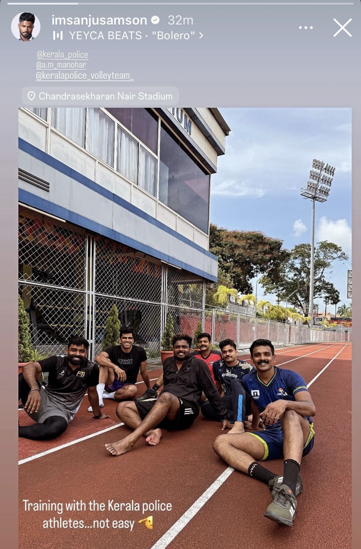 Sanju Samson trains with Kerala Police personnel  (Image via Instagram-@imsanjusamson)