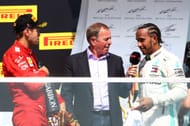 Martin Brundle, Sebastian Vettel, and Lewis Hamilton after the 2019 Canadian Grand Prix - Source: Getty