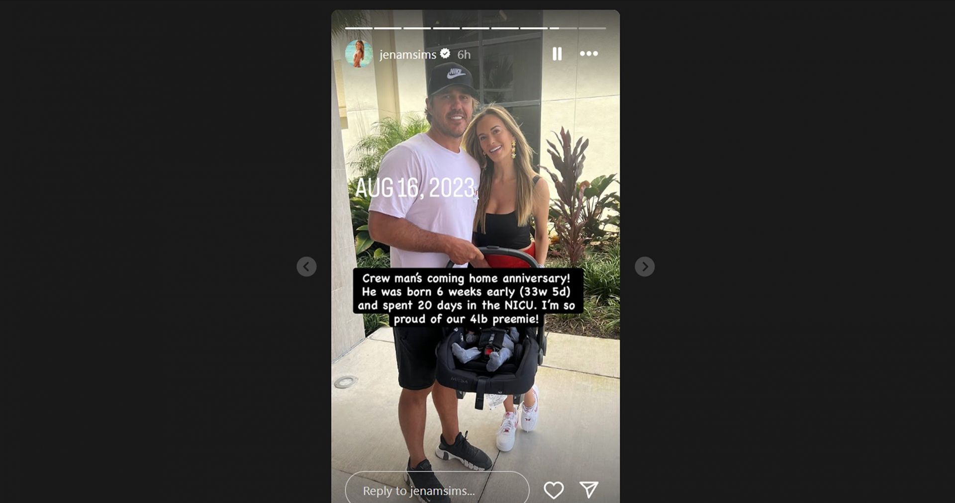 Still from Brooks Koepka&#039;s wife Jena Sims&#039; Instagram story /@jenamsims