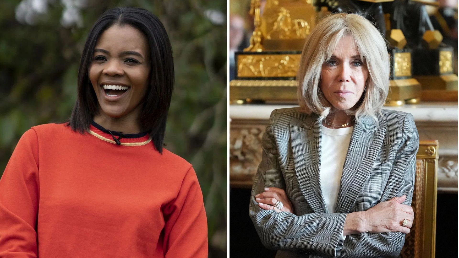 Candace Owens (L) and Brigitte Macron (All Images via Getty)