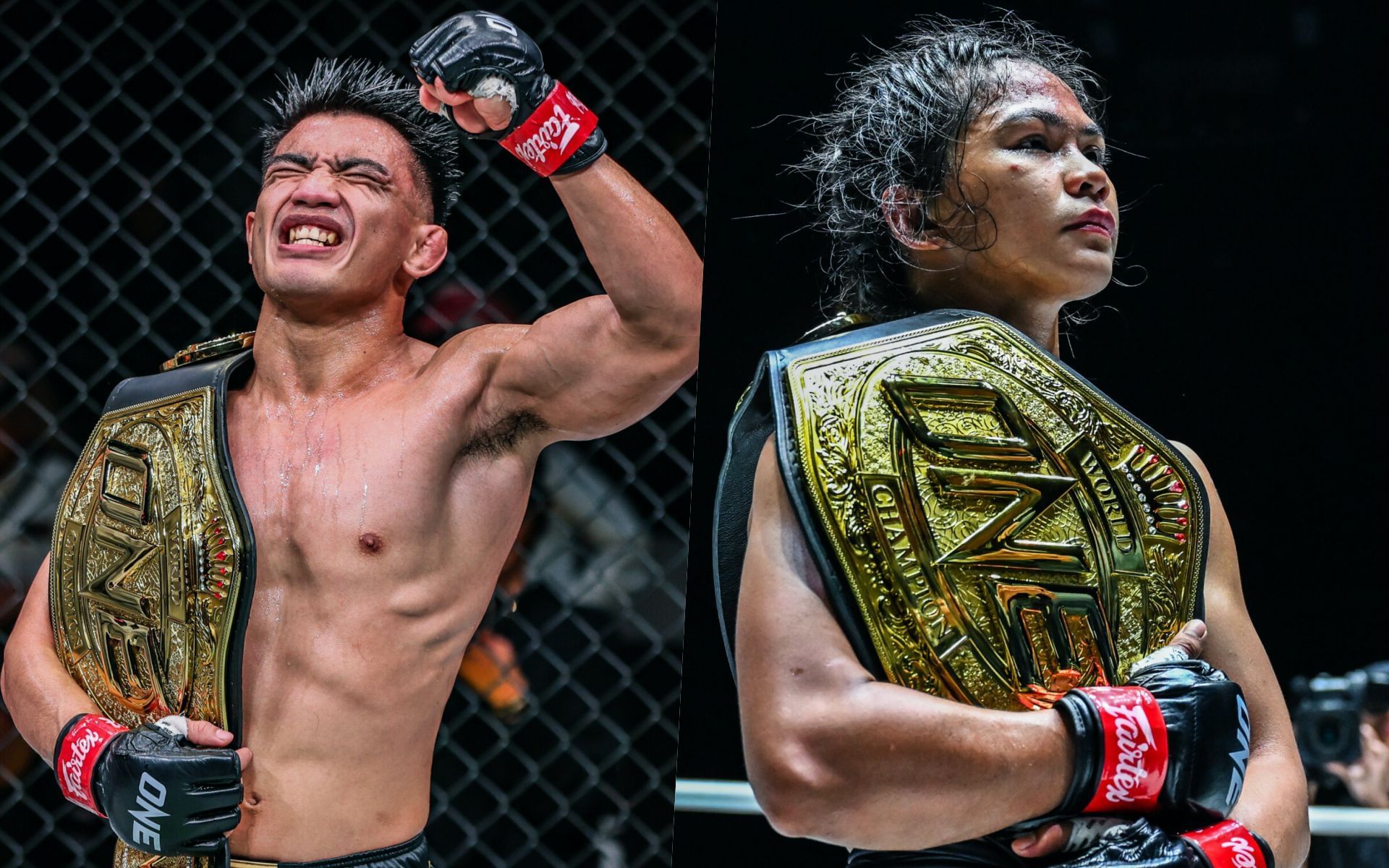 Joshua Pacio (L) and Denice Zamboanga (R) | Image credit: ONE Championship