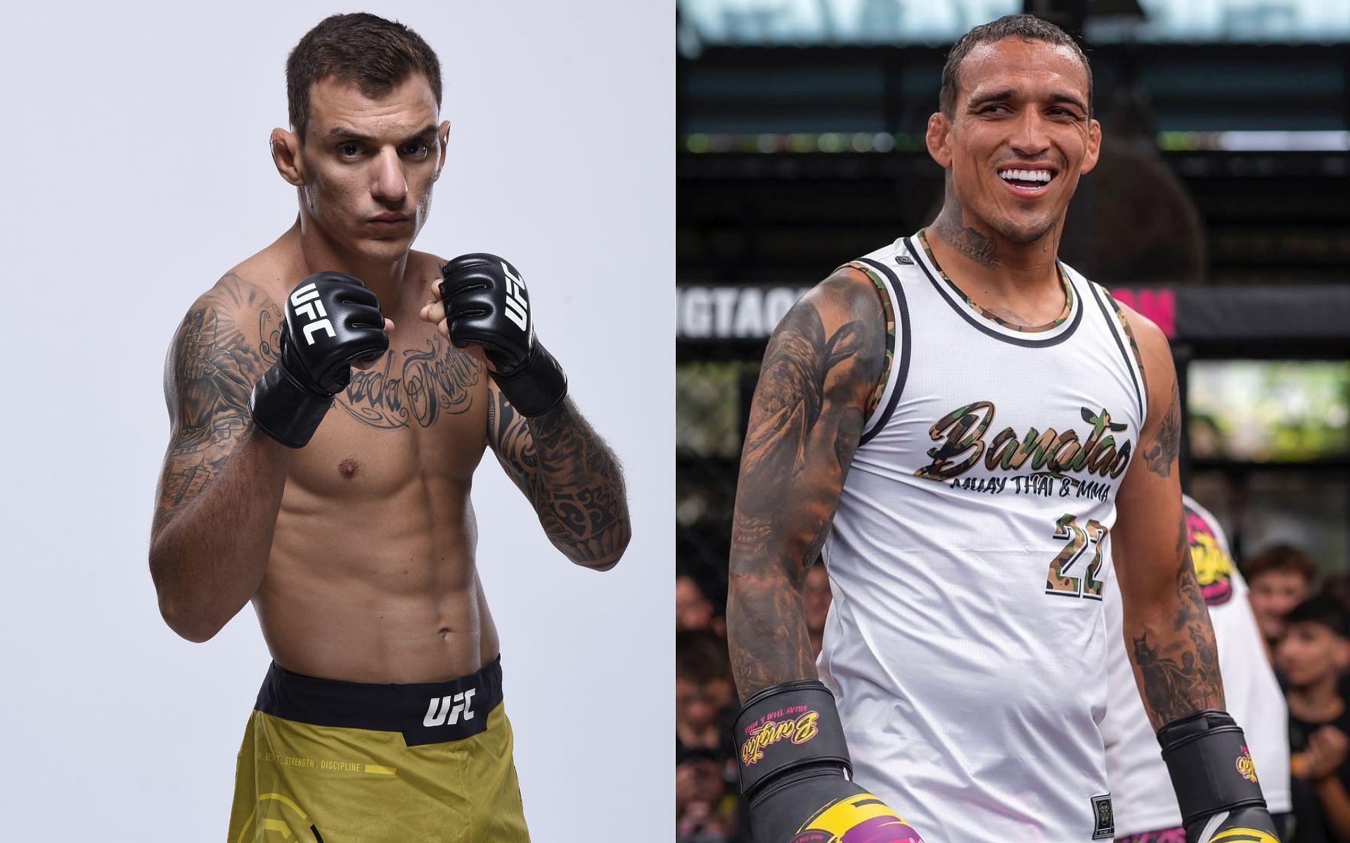 Renato Moicano (left) concerned about Charles Oliveira (right). [Images courtesy: Getty Images and @charlesdobronxs on Instagram]