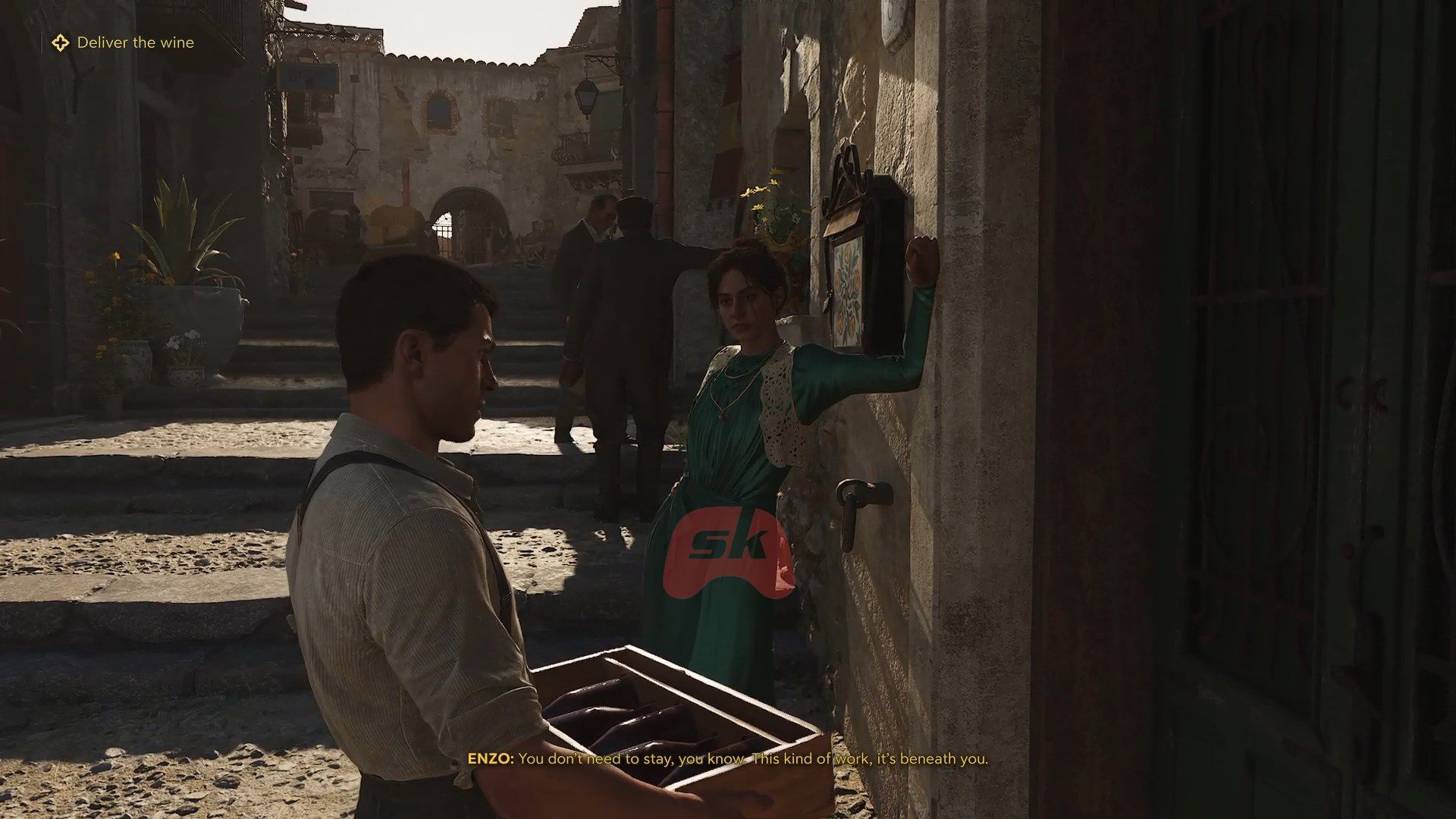Deliver the wine while walking alongside Isabella (Image via Sportskeeda Gaming // 2K)