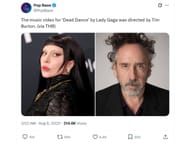 Pop Base's report on Gaga and Tim Burton's collab on Wednesday's music video (Image via X/ @PopBase)