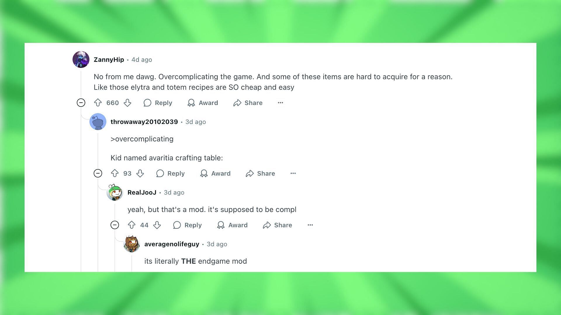 Redditors react to the Minecraft crafting bench idea (Image via Reddit)