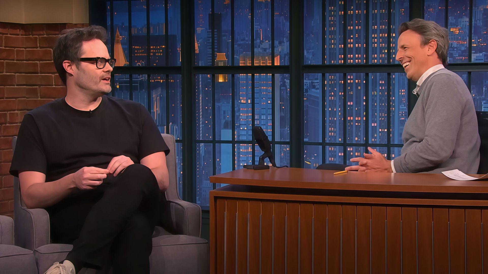 Bill Hader in a conversation with Seth Meyers (Image via Late Night with Seth Meyers)