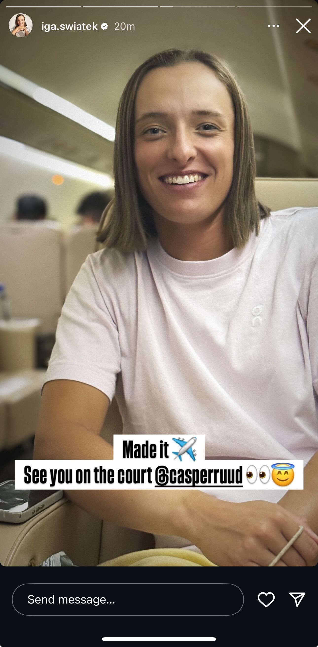 Swiatek&#039;s Instagram Story upon arriving in New York for the 2025 US Open (Source: Instagram/iga.swiatek)