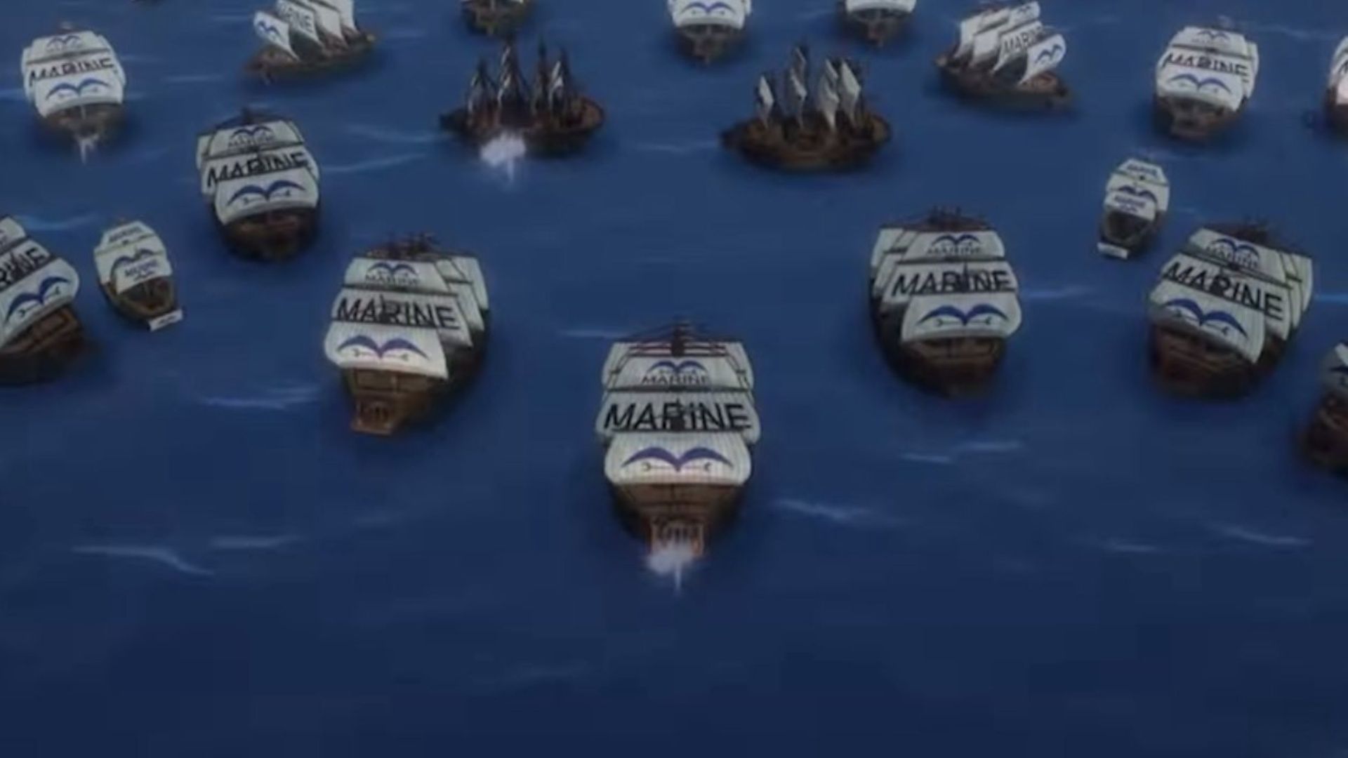Navy ships as seen in One Piece episode 1139 (Image via Toei Animation)