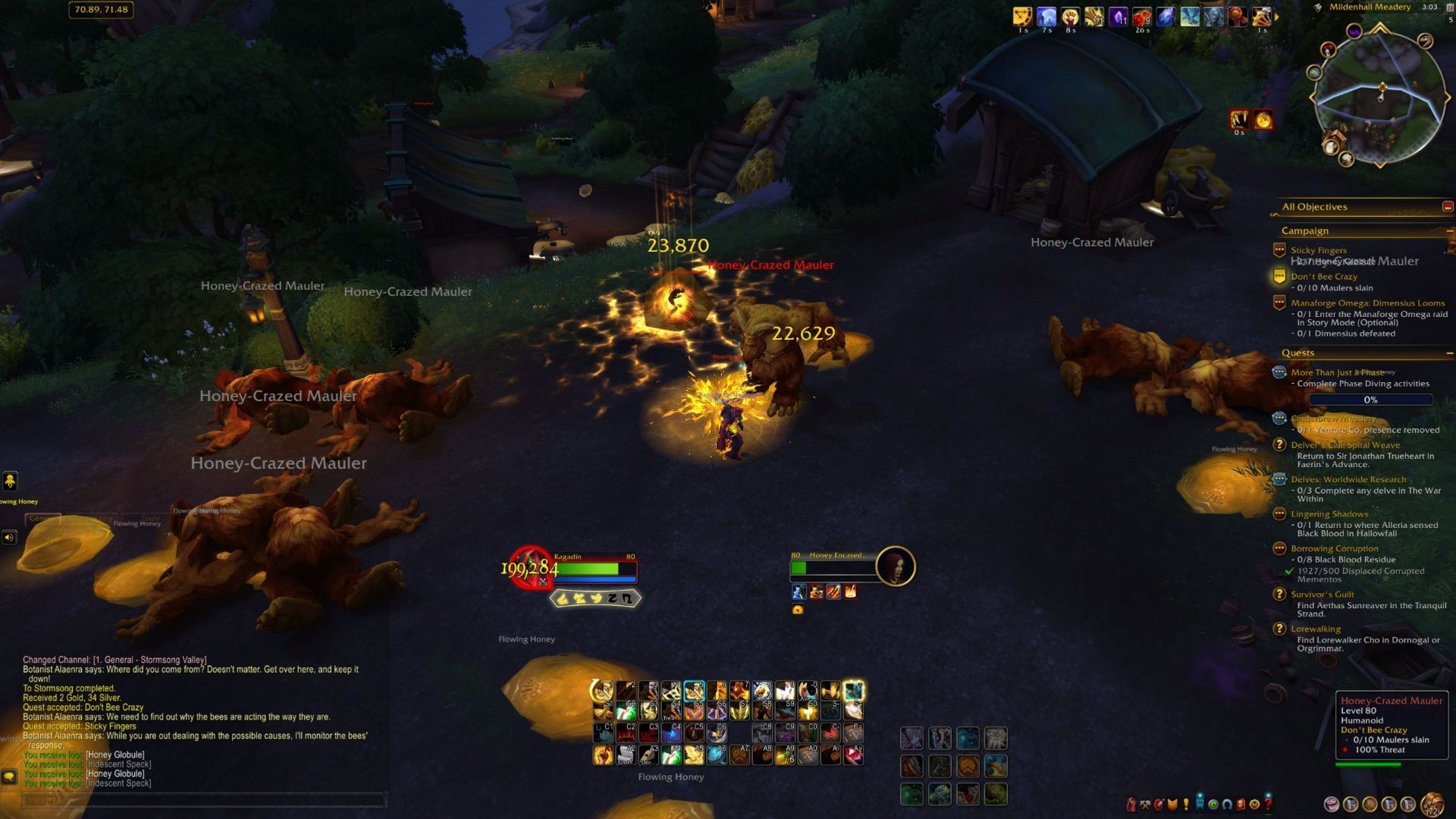 The Maulers and Globs of Honey are about the only fighting you really do in this quest chain until the dailies (Image via Blizzard Entertainment)